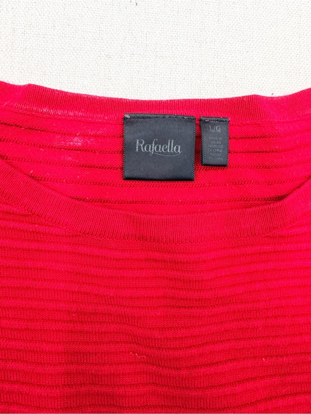 Red Ribbed Boatneck Sweater with Side Buttons - Picture 3 of 3